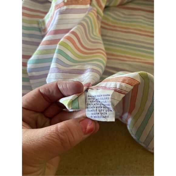 Alan Flusser Mens Multi Color Stripes Buttons Up Long Sleeve Shirt Size L - Picture 10 of 10